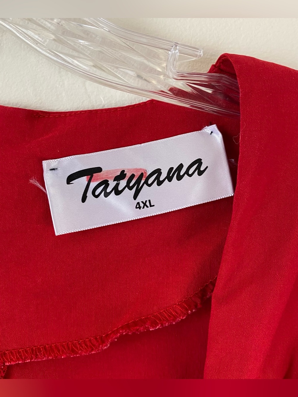 Tatyana Size 4X Red Sleeveless Square Neck Back Zipper Midi Length Dress - Picture 4 of 8
